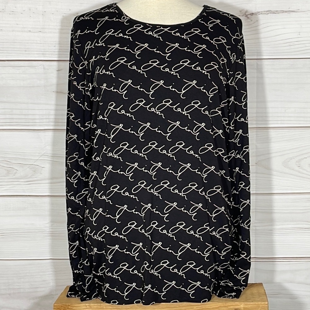 Chico's Karina Glam Girl Script Long-Sleeve Tee Size Large/12/Chico's 2